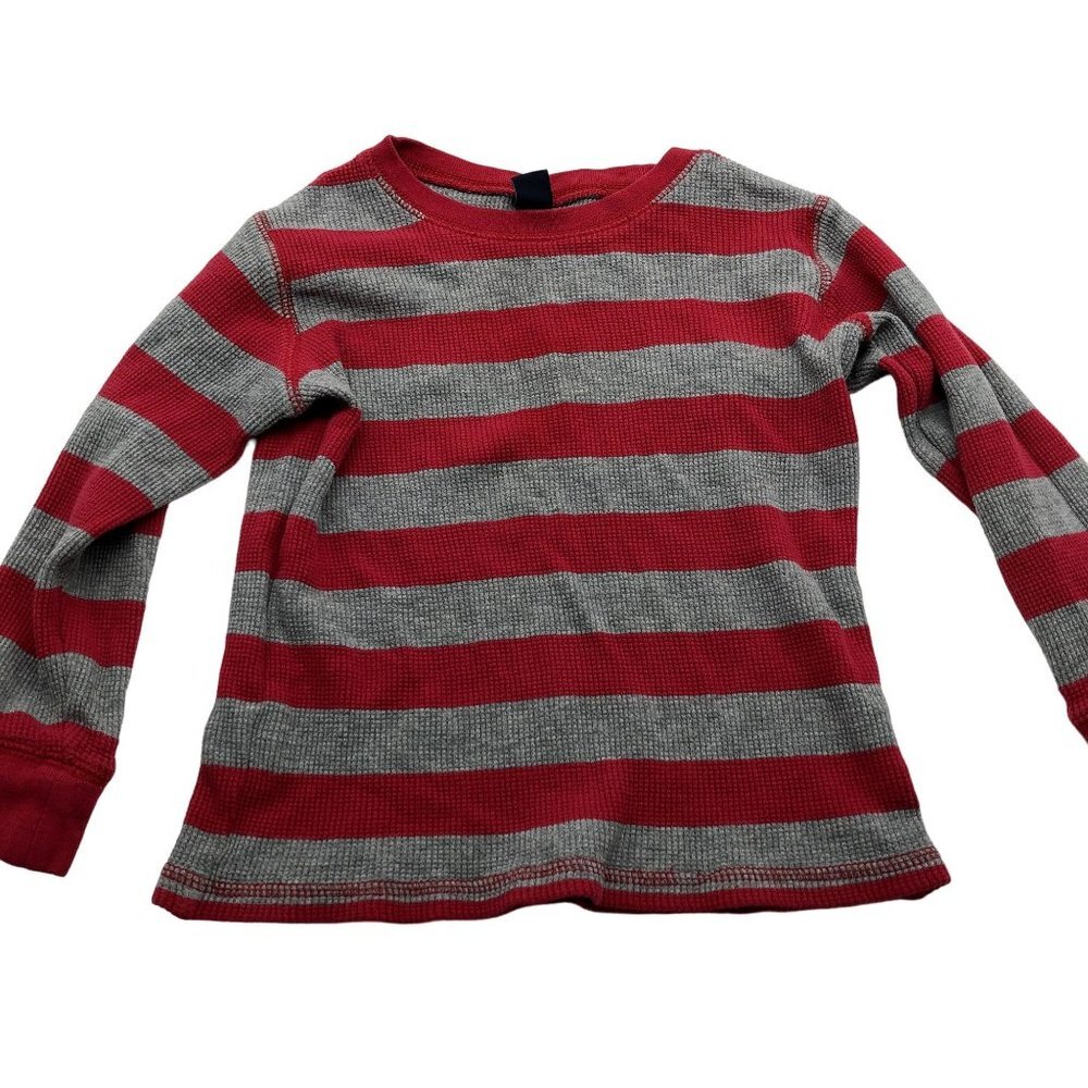 Baby‎ GAP Boys 4T 5T Thermal Shirt Long Sleeve Red Gray Stripe 100% Cotton